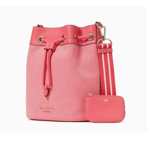 🆕️ kate spade Rosie Canvas Large Bucket Bag in color Pink Peppercorn - Picture 2 of 6